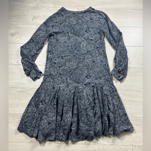 Michael Kors COLLECTION Silk Paisley Print Long Sleeve Dress in "Slate Multi” - Picture 5 of 11